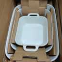 Sweejar Relief Casserole Dishes for Oven, Ceramic 9x13 Baking Pans Set for Cooking, Cake, Banquet and Daily Use, Rectangular Bakeware Set, Porcelain Baking Dish, Lasagna Pan Deep with Handles (White)