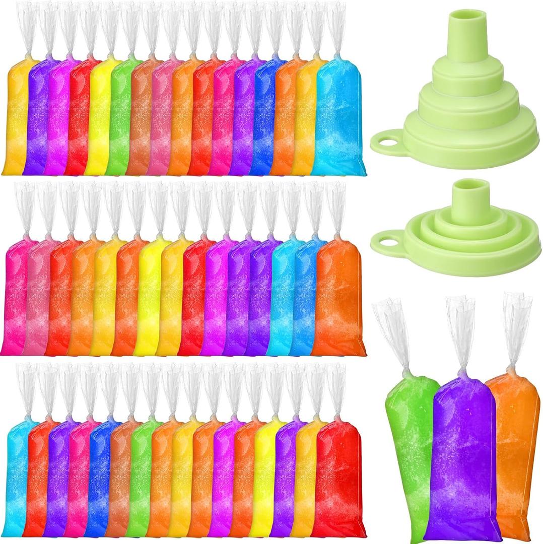 Hoolerry 600 Pcs Disposable Ice Lolly Bags Plastic Mold Ice Cream Bags with Silicone Foldable Funnel for Making Candy Yogurt Freeze Lolly (2 x 7.9 Inch)