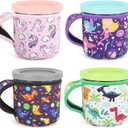 4Pack Reusable Ice Cream Sleeves with Handle, Neoprene Insulated Sleeves for Ninja Creami Pints, Talenti Ice Cream Pints, Frozen Desserts (Cartoon Print) (16oz)