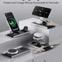 3 in 1 Magnetic Wireless Charging Station for Apple Devices,Foldable Wireless Charger Stand for Magsafe iPhone 17 Air 16/15/14/13/12,Apple Watch,AirPod,Wireless Charger Dock with Night Light