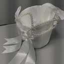 Flower Girl Baskets for Wedding,Ivory Flower Girl Basket With Pearl Handle set of 2,Wedding Baskets for Flower Girls