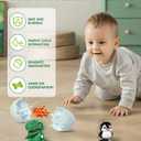 2 Pack Wind-Up Surprise Hatching Eggs Toy, Dinosaur & Penguin Egg Pops Open & Walks, Clockwork Mechanical No Battery Reusable Fun Toy, Birthday Gift for Boys Girls Toddlers