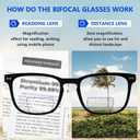 DEHOTRE Progressive Multifocal Reading Sunglasses Men No Line Bifocal Sun Readers with Core Wire Zero Top Spring Hinge UV400
