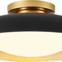 Kudos Flush Mount Ceiling Light, 21inch LED Ceiling Light Fixture, Black and Gold Finish, 44W 2500lm Modern Hanging Light Fixtures for Living Room, Bedroom, Hallway, 5CCT Adjustable, KDCL02-BK-L