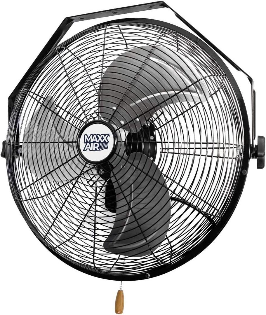 Maxx Air Wall Mount Fan | 18" Commercial Grade Fan for, Garages, Shop, Barns and Patios for Indoor Use | Easy Operation and Powerful 1,450 CFM | Residential Wall Mount
