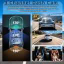 3 Channel Mirror Dash Cam, Aprilboy 12" Triple Rear View Mirror with Front 4K, Inside and Rear 1080P Cameras with 5.8GHz WiFi, G-Sensor, Night Vision, Reverse Assist, Parking Monitoring