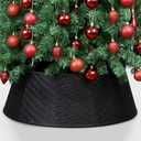 Blissun Christmas Tree Collar, 28.7" D Round Plastic Christmas Tree Ring, Christmas Tree Skirt for Artificial Christmas Trees Decoration (Black)