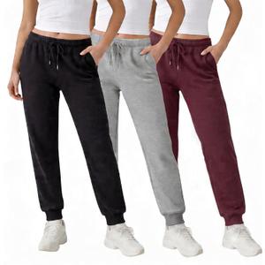 Common Stitch 1 Pack Fleece Joggers for Women Deep Pockets, Slim Fit, Elastic Drawstring Waist (Red)