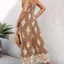 CHICME Women's Casual Loose Overalls Jumpsuits Floral One Piece Square Neck Shirred Pants with Pockets (XXL)