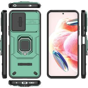 Compatible with Xiaomi Redmi Note 12 4G Bracket Shell,with Slide Camera Lens Cover Compatible with Xiaomi Redmi Note 12 4G 23021RAAEG 23021RAA2Y 23027RAD4I 23028RA60L Case Green