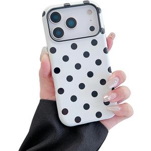 2 x Compatible with iPhone 17 Pro Case Cute Aesthetic Polka Dot Pattern Phone Case for Girls Women,Shockproof Soft TPU and Hard PC Protective for iPhone 17 Pro Case -Hot Pink