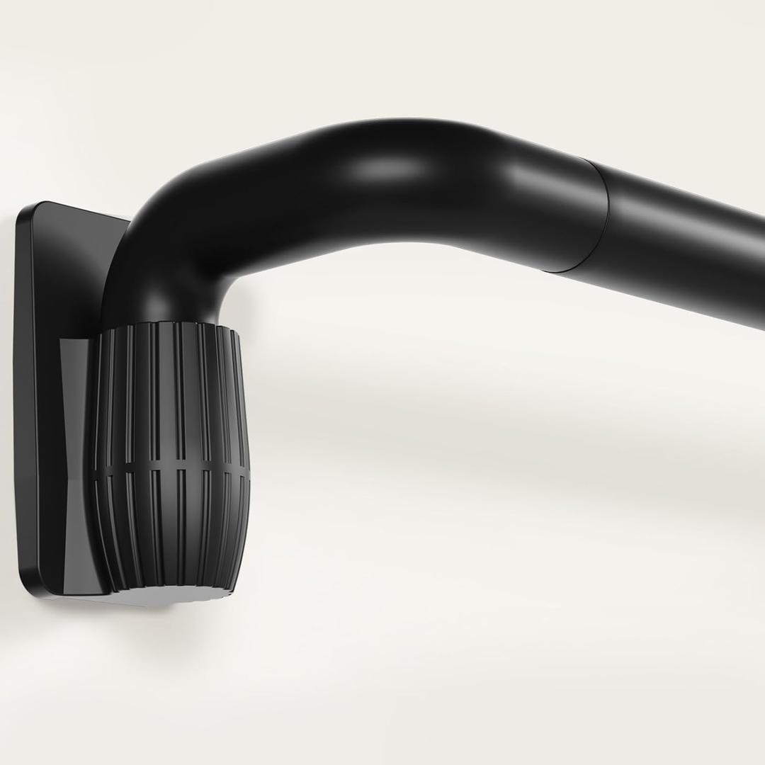 Curtain Rods for Windows 48 to 84 Inches, Quick-Release 1" Adjustable Blackout Curtain Rods, Heavy Duty, Wrap Around Matte Black for Bedroom, Living Room