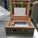 Cigar Humidor,Cedar Wood Humidor Cigar Box,Glass Top Desktop Humidor with Digital Thermo-Hygrometer, Humidifier, Divider, Accessories Drawer and Combination Lock,Cigar Gift for Men (Marble Grain)