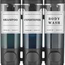 Shampoo and Conditioner Dispenser, Shower Soap Dispenser 3 Chamber No Drill Wall-Mounted Shampoo Dispenser for Shower Wall Mounted Shower Dispenser for Bathroom Hotel Large Capacity, Black