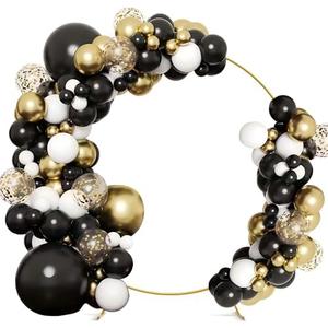 DQHKOW 6.6Ft Round Backdrop Backdrop Stand Circle Balloon Arch Frame Kit for Circle Wedding Arch Flower Ring Stand Party Background Decoration (Black @ White)
