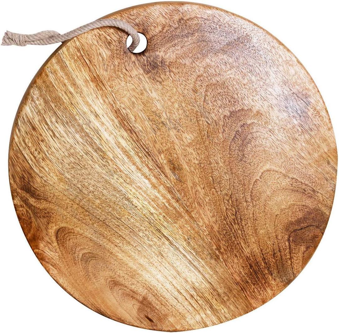 Wooden Handmade Round Chopping Board Cutting Serving Board for Home Kitchen | Wood Serving Board, Platter for Vegetables, Fruits, Cheese, Pizza- 13 Inches Dia
