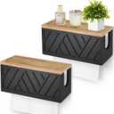Set of 2 Paper Towel Dispenser Wall Mount, Paper Towel Holder Wall Mounted with Lid, Solid Wood Commercial C-Fold, Z-Fold, Trifold Hand Paper Towel Holder Hand Towel Holder for Bathroom Kitchen Decor