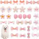 Yuanan 30Pcs Dog Bows with Clips, Charming Dog Hair Bows for Small Dogs, Pink Puppy Bow Perfect-Dog Accessories Girl(Various Bow Styles)