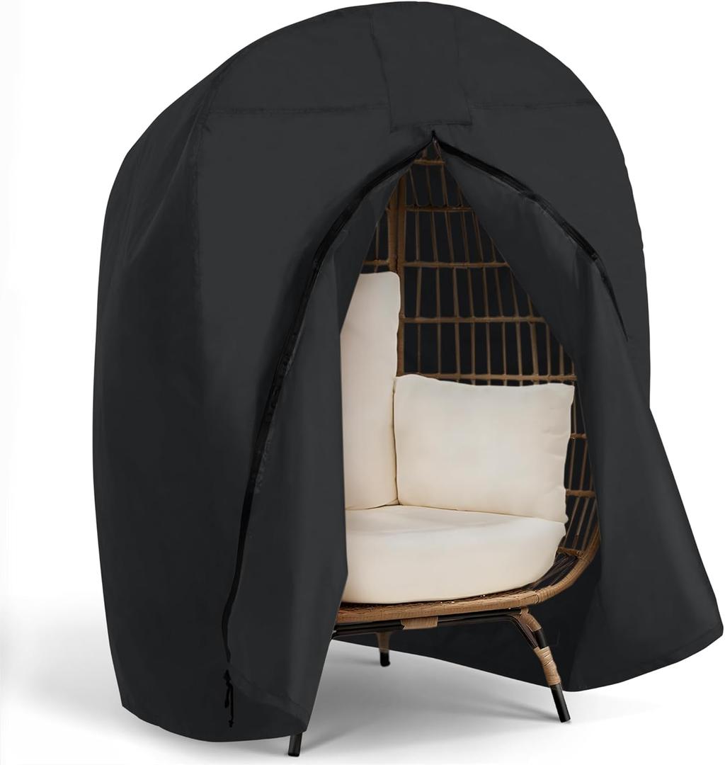 SUNCREAT Lawn Egg Chair Cover, Patio Furniture Cover for Indoor Outdoor Lounger, Medium Size, Black