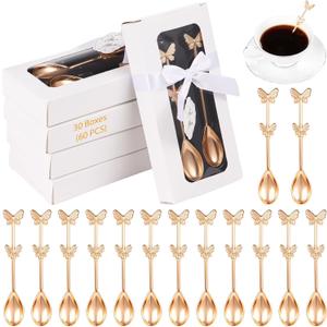 60 Pieces (30 Boxes) Butterfly shaped Drink scoop Butterfly Shape Teaspoons, Butterfly Tea Spoon Set Elegant Butterfly Coffee Scoop, Souvenirs for Bridal Showers