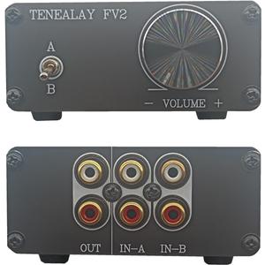 HiFi RCA Passive Preamp Stereo Audio Preamplifier with Volume Control, A/B Audio Switch selector FV2