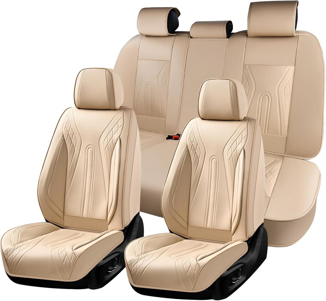 Huidasource Beige Seat Covers Fullset, Universal Fit for Most Car SUV Truck