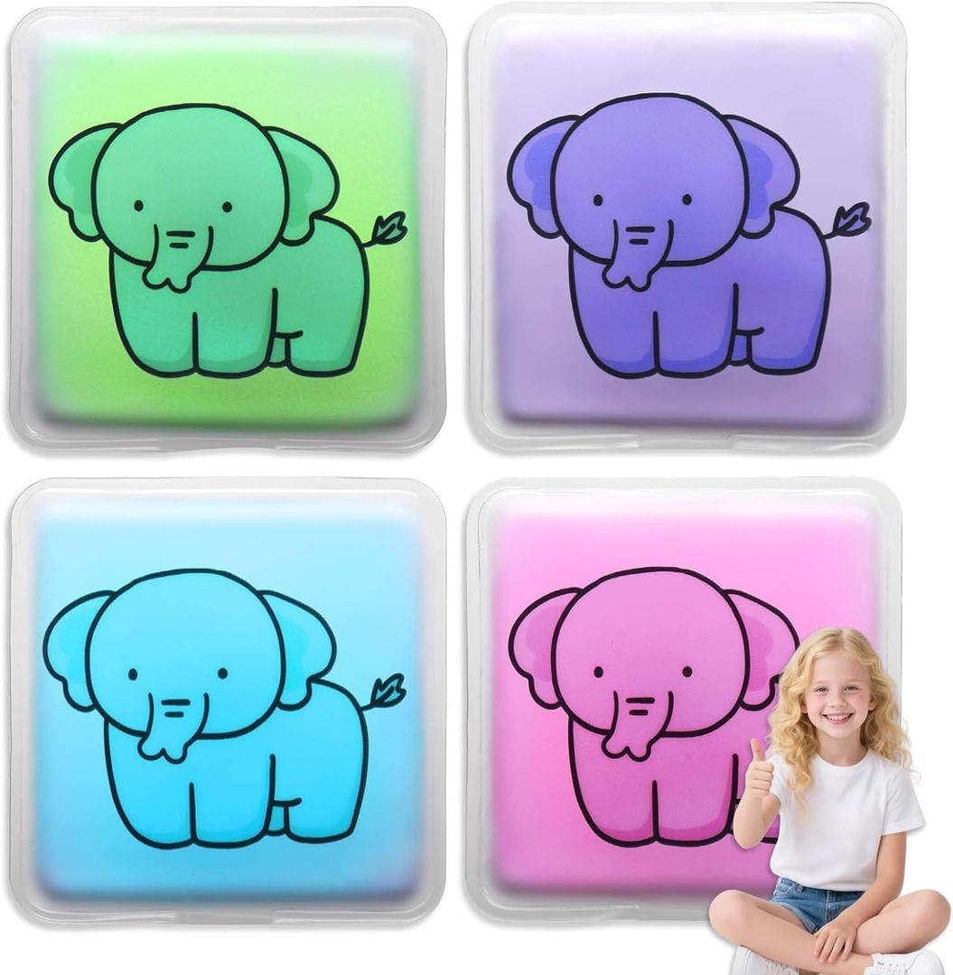 2 x Boo Boo Ice Pack for Kids, Elephant Shaped Gel Ice Pack for Injuries, Cute Reusable Cold Compress for Children's Bumps & Bruises, Also Great for Lunch Boxes