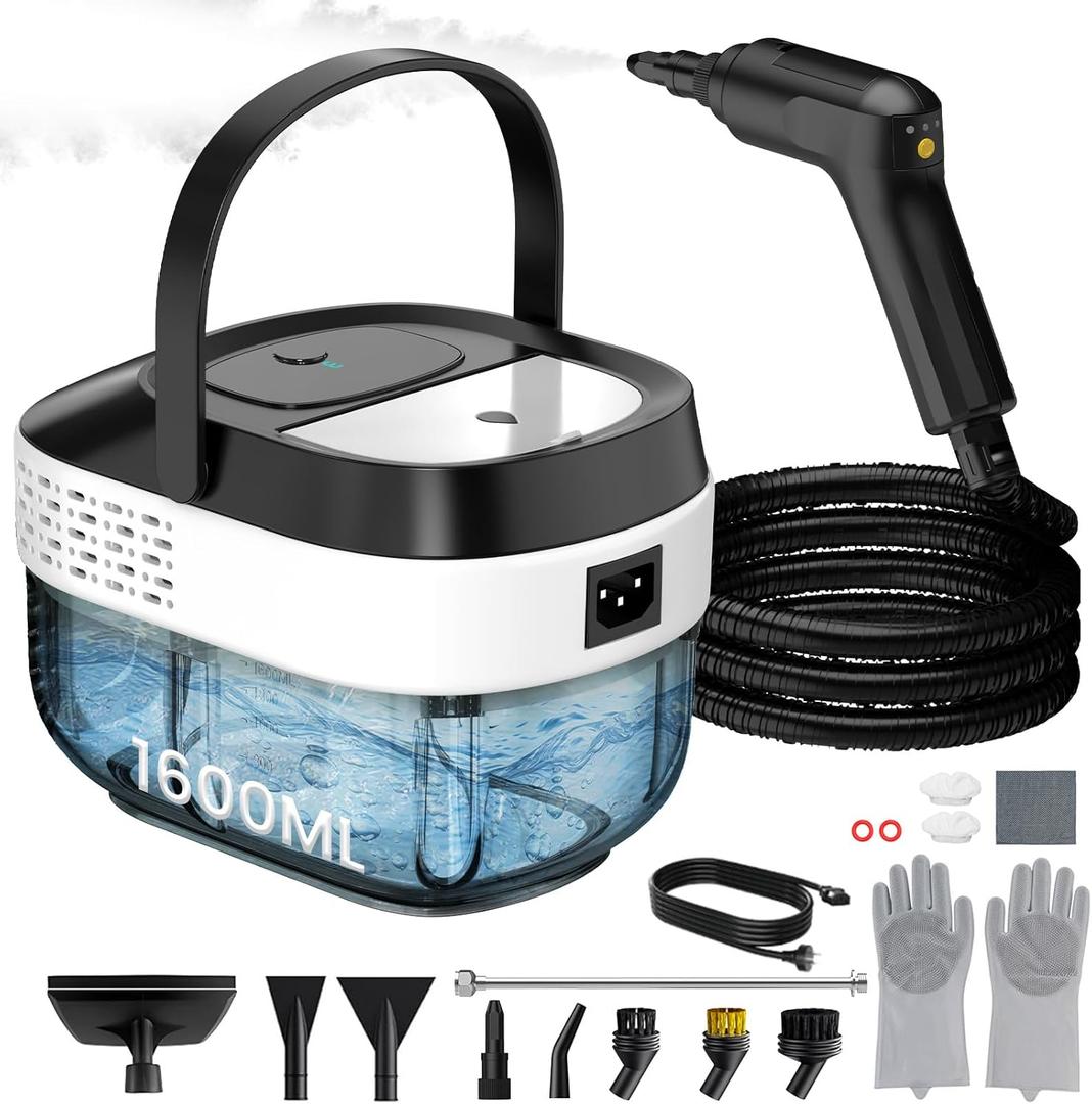 Pressurized Steam Cleaner 1.6L, 3-Level Adjustable Steamer for Cleaning, 10s Heat-Up, 2500W Handheld Steam Cleaner for Home, Car, Kitchen, Floor, Multi-Surface Cleaning Machine, 19pcs Accessories