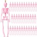 Roowest 36 Pcs Mini Skeleton Figurines Bulk, 6.7" Pink Halloween Skeletons Decor Small Plastic Hanging Skeletons for Halloween Craft Graveyard Haunted House Accessories Party Decor