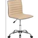 Flash Furniture Alan Low Back Designer Armless Tan Ribbed Swivel Task Office Chair, Set of 1