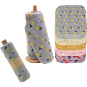 Paperless Towels Roll Washable Cotton Cloth, Reusable Paper Towels - 25 Pack with Durable Cardboard Roll - 10" X 10" Zero Waste Reusable Napkins Eco Friendly
