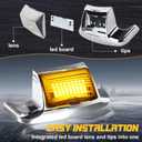 QUASCO Front Rear Fender Lights, Led Fender Tip Brake Tail Light Compatible with Harley Electra Glide Road King Softail Heritage Touring - Chrome Lens