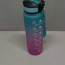 Hyeta 32 oz Water Bottles with Times to Drink and Straw, Motivational Water Bottle with Time Marker, Leakproof, Drinking Sports Water Bottle for Fitness, Gym and Outdoor (Green-Purple)