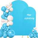 Set of 2 Wedding Arch Cover 2-Sided Round Top Spandex Fitted Arch Backdrop Cover for Birthday Party Baby Shower Wedding Arch Stand Decorations7.2FT, 6FT, Blue