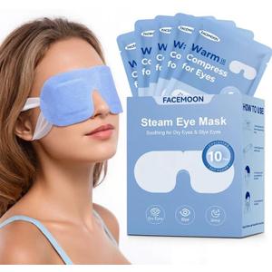 Self Heating Steam Eye Mask: Warm Eye Compress for Dry Eyes, Stye Eye Treatment - 10 Packs Disposable Moist Heated Sleep Mask for Tired Eyes & Headache Relief - Ideal for Travel & Spa Gift(Unscented)