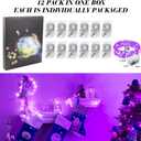 12 Pack Fairy Lights Battery Operated, 7ft 20 Mini LED Silver Wire Twinkle Lights for DIY, Parties, Wedding, Bedroom, Christmas Decoration (Purple)