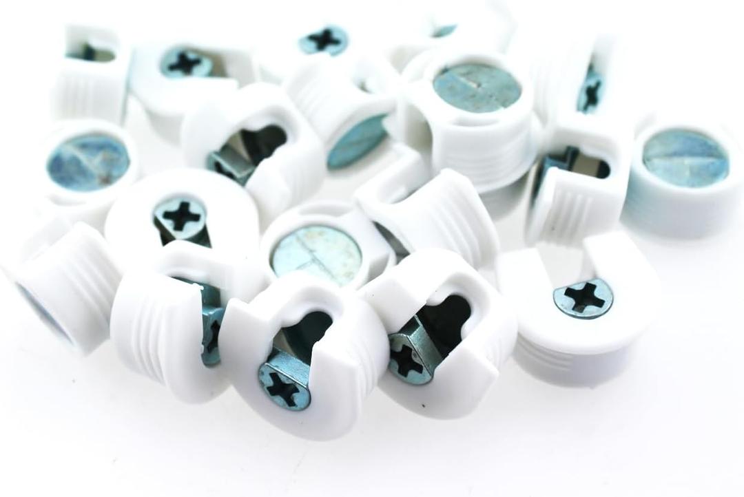 20PCS Threaded Cam Lock Shelf Support Pin Bracket Stud Pin Shelf Support Holder Cam Lock Cupboard Shelf Support Holder White Invisible Divider Peg for Cupboard and Wardrobe and Furniture