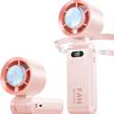 Kimguard Handheld Portable Turbo Fan with Ice Cooler, Speed (1-199) Rechargeable Personal Fan[20000 RPM] Small Pocket Fans for Travel/Outdoor/Home/Office, Pink