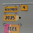 Pencil Calendar Bulletin Board Set Colorful Pencils Shape Flip Calendar with Holder 54 Date Cards Adjustable Calendar Holder for Home Back to School Classroom Decoration Supplies