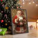 Christmas wall decor cute Santa holding toilet paper art print eclectic bathroom poster farmhouse wall decor aesthetic Santa decor canvas print painting suitable for bedroom toilet (8x12in BlackMetalFrames)