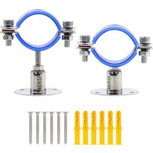 AKIHISA 2 Pcs 304 Stainless Steel Pipe Supports, Wall Mount Ceiling Mount Pipe Hanger, Pipe Holder for OD Pipe 32-34MM Adjustable Height Range 30-50mm