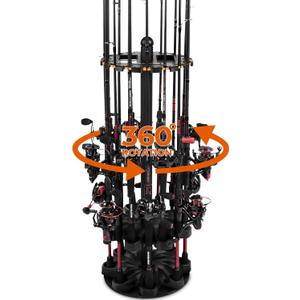 KastKing V16 Rotating Fishing Rod Holder for Garage, Floor Rack Holds Up to 16 Rods & Combos, Space-Saving Pole Organizer with Foam, Durable ABS, Fishing Gear Storage Gift for Men