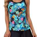 SEAFORM Women's Two-Piece Tankini Swimsuits Tummy Control Bathing Suits False Two-Piece Tankini Top with Swim Dress for Women (Green)