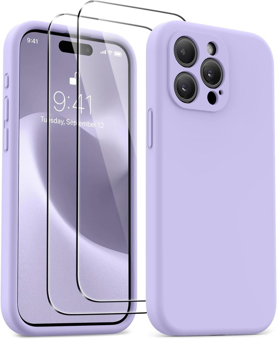 AOTESIER Magnetic for iPhone 15 Pro Max Case, [Compatible with Magsafe] [Food Grade Silicone] Upgraded Camera & Screen Protection Phone Case with [2 Screen Protectors], 6.7 inch, Cloud Mauve