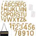 76 PCS Rhinestone Letter Stickers, 2.4 Inch Gold Glitter Alphabet Sticker with Sewing Kits, Self Adhesive A-Z & 0-9 Letter Number Stickers for DIY Arts and Crafts Decor, Clothes, Bags, Hats