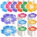 Domensi 100 Pcs Hawaiian Hibiscus Paper Plates Tropical Party Decorations Luau Dessert Plates Disposable Aloha Platters Party Supplies Dinnerware Tableware for Summer Beach Pool Table Decor