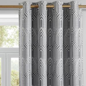 Dark Grey and Silvery 100% Blackout Curtains 63 Inch Length 2 Panels, Jacquard Thermal Insulated Noise Reducing Grommet Drapes for Bedroom Living Room, 2pcs, 52" W x 63" L (52"W x 63"L (Pack of 2))