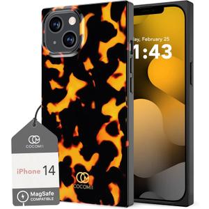Cocomii Rectangle Case for iPhone 14/iPhone 13, Compatible with MagSafe, Mandarin Tortoiseshell
