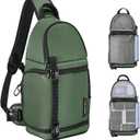 K&F CONCEPT Camera Sling Bag Crossbody Bag Camera Shoulder Backpack DSLR/SLR/Mirrorless Photography Bags Compatible with Canon/Nikon/Sony/Fuji/Gopro/DJI (Green)
