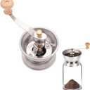 Manual Coffee Grinder Lid Attachment for Regular Mouth Mason Jars, Stainless Steel with Ceramic Burr, Ideal for Camping & Home Barista